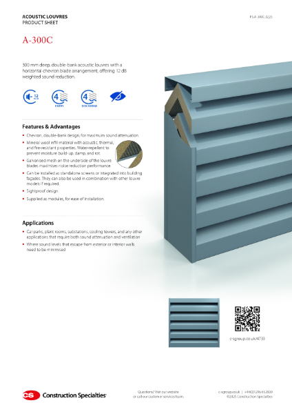 CS A-300C Acoustic Louvre Product Sheet (02.25)