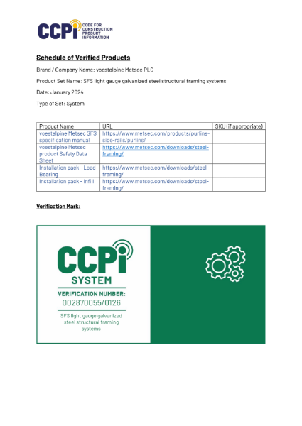 CCPI Light Gauge Steel Framing Systems