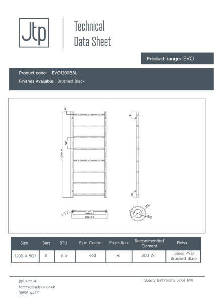 EVO Radiators – Product Data Sheet