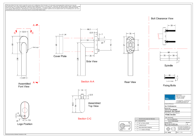BLU™ - TTH50 Tilt And Turn Window Handle CAD