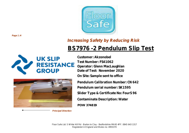 AkzoNobel Powder Coatings_Pendulum Slip Test_Floor Safe_POW 374819