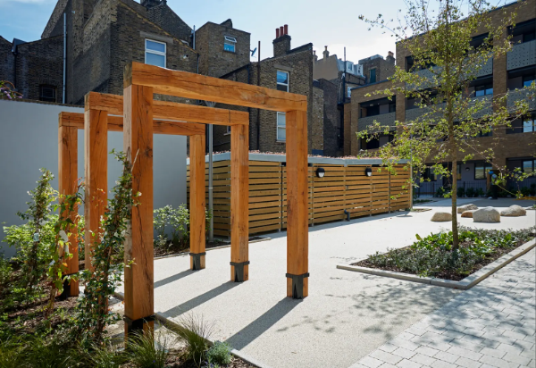 Manor Place Depot - Green Roof Cycle Shelter and Cycle Racks