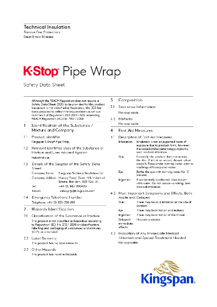 Kingspan K-Stop Pipe Wrap SDS