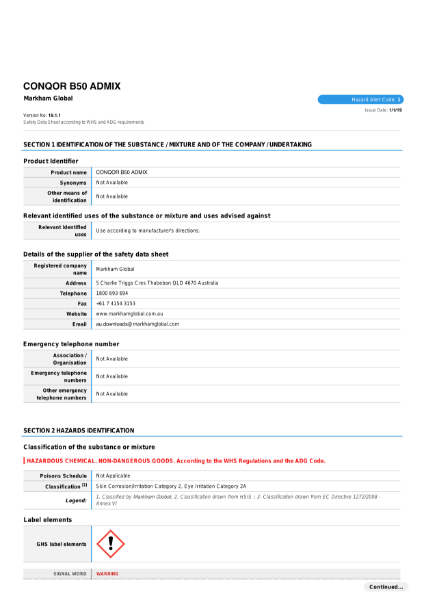 CONQOR B50 - Safety Data