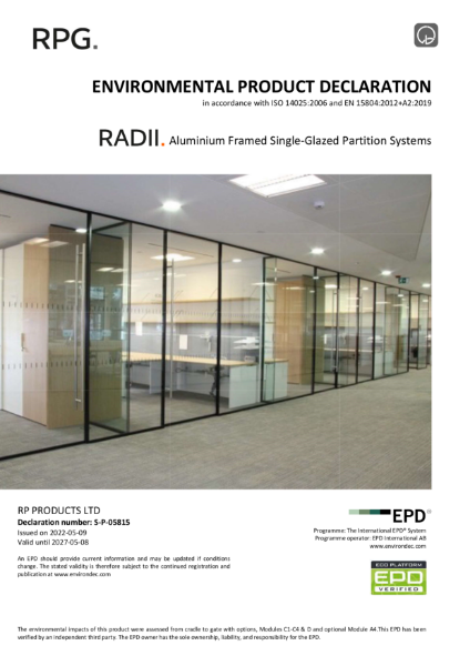 Radii Single Glazed Partition Systems EPD