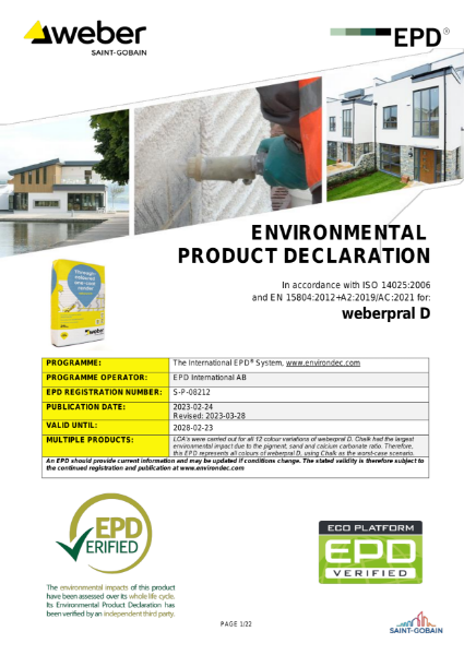 EPD Certificate (weberpral D)
