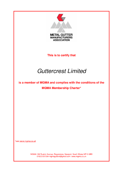 MGMA Guttercrest certificate