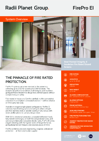 FirePro EI Fire Rated System - Radii Planet Group Data Sheet 2025 v1.01