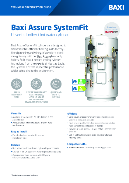 Baxi Assure SystemFit - Specification Sheet