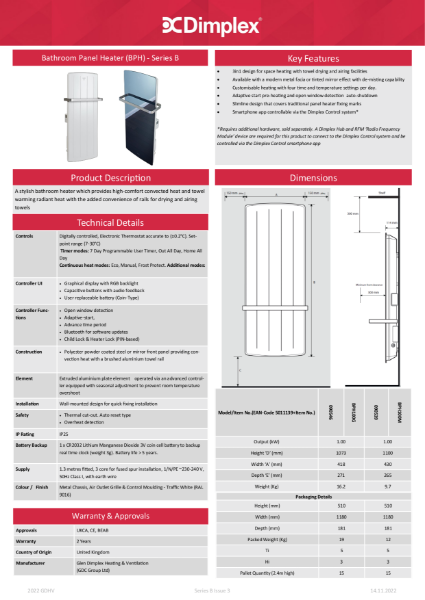 BPH Series B Spec Sheet