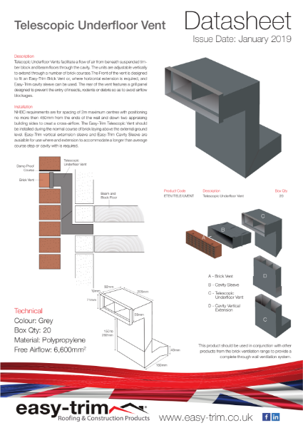 Telescopic Underfloor Vent Datasheet