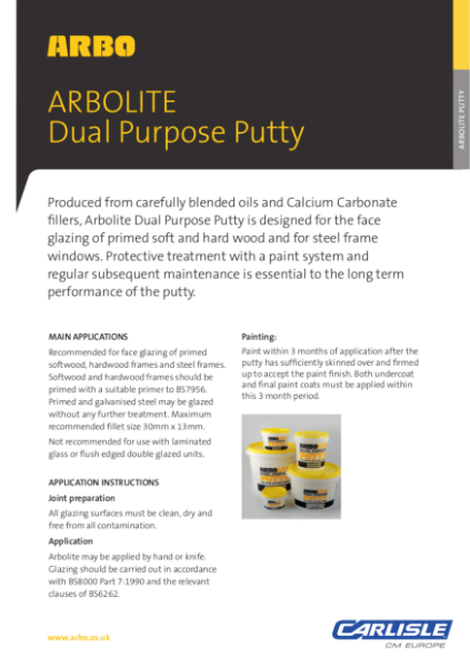 ARBOLITE Dual Purpose Putty Data Sheet