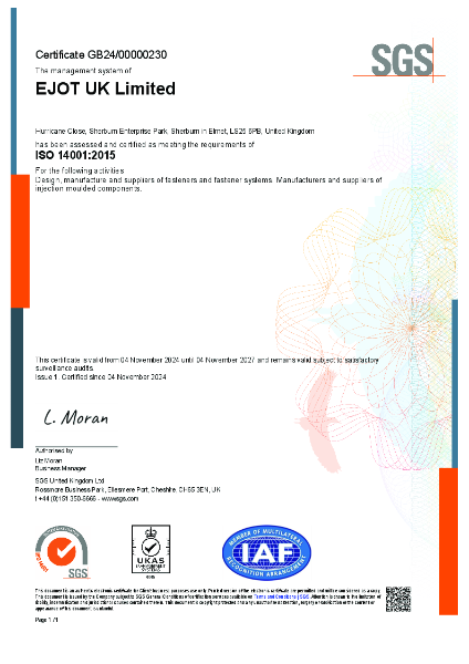 EJOT UK Limited - ISO 14001:2015