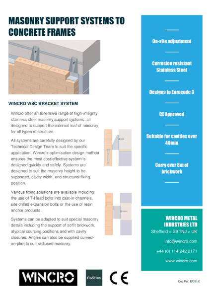 Brick Support System for Concrete Frames