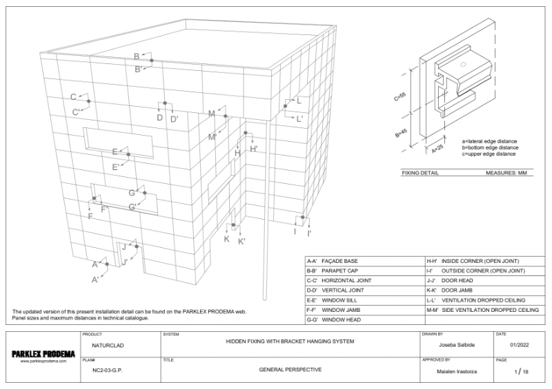 Installation details for exterior hanging system