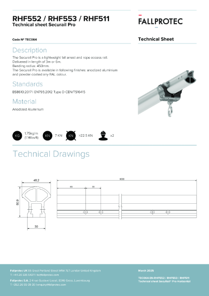 SecuRail Pro for Fall Arrest (RHF552 / RHF553 / RHF511)