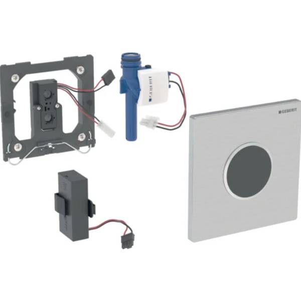Geberit urinal flush control with electronic flush actuation, battery operation, Type 10 cover plate, round