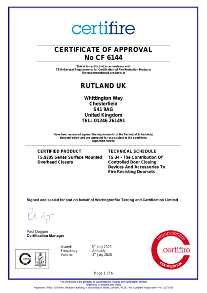 Certificate of Approval cdfa