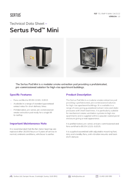 Sertus Pod Mini Technical Data Sheet