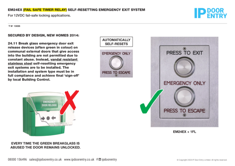 EM24EX (Fail Safe Timer Relay) Self-Resetting Emergency Exit System