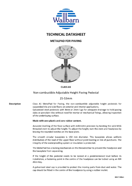 MetalPad for Paving datasheet 25-53mm