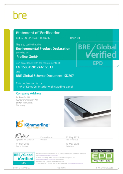 Environmental Product Declaration for Beplas Elite CE-K, Beplas Elite CE-M and Komastyle