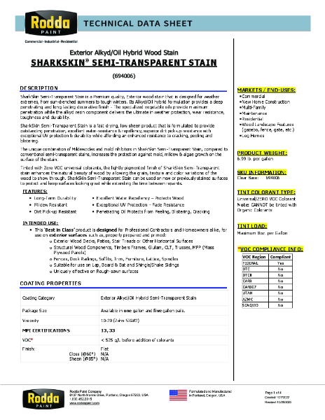 Rodda TDS SharkSkin Semi Transparent 694006 ALL