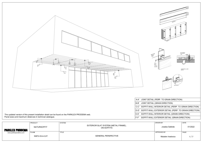 Installation details concealed slat system NATURSOFFIT