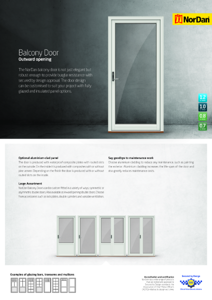 Balcony Door Data Sheet