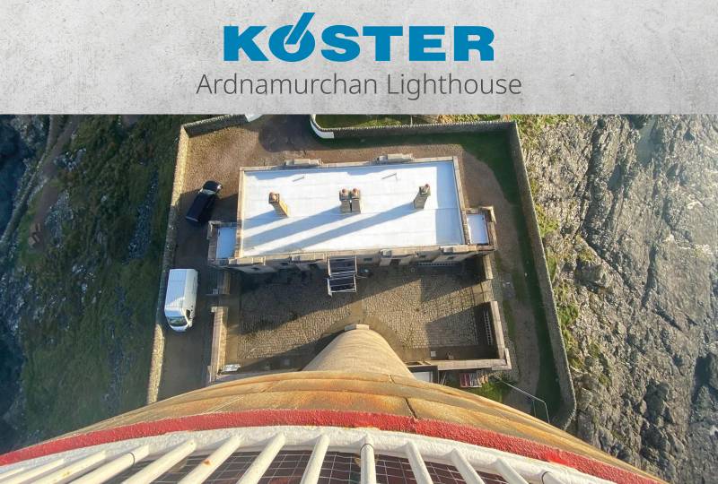 Flat roof overlay at historic lighthouse.  Koster TPO Membrane.