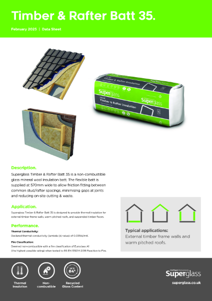 Superglass Timber & Rafter Batt 35 - Datasheet