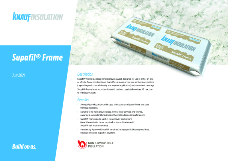 Knauf Insulation Supafil® Frame - Product Datasheet