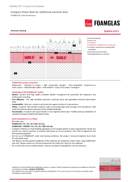 TDS_4.4.1_Warm Roof - Concrete Deck - FOAMGLAS Insulation (Hot Applied) for Green Roof Applications (Flat or Tapered)