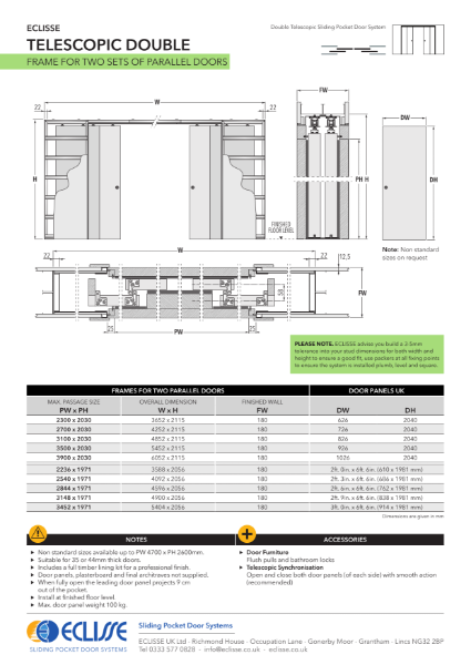 Telescopic DOUBLE Pocket Door System