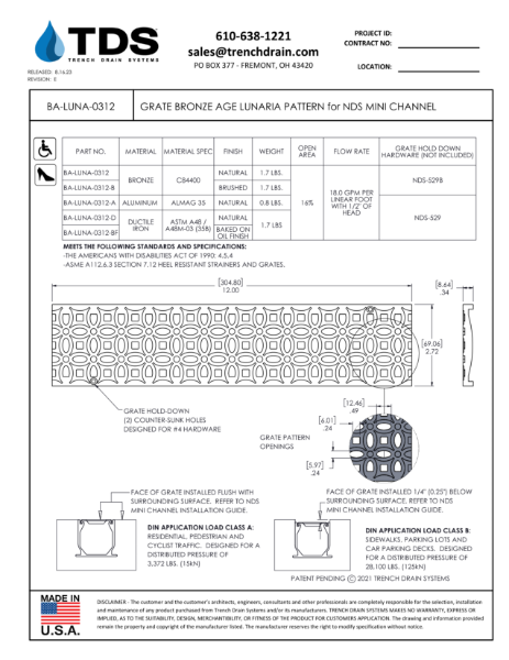 Grate Bronze Age Lunaria Pattern for NDS Mini Channel