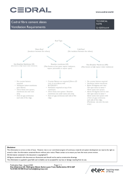 Cedral Roofs - Ventilation Requirements