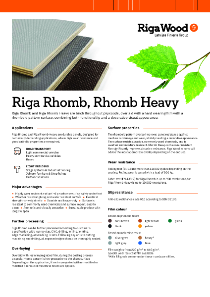 Riga Rhomb, Rhomb Heavy - Datasheet - Riga Wood