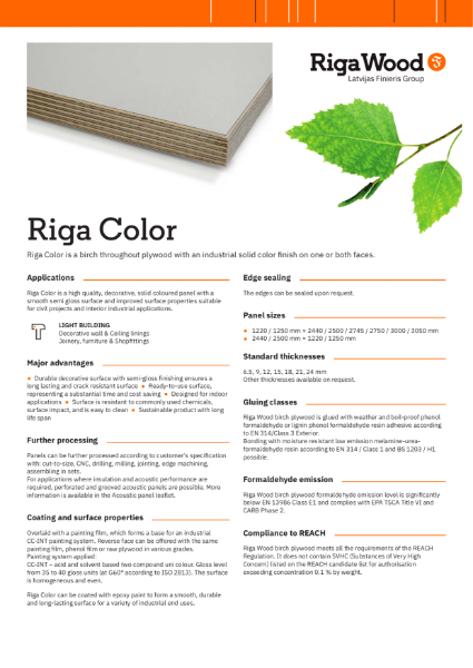 Riga Colour - Datasheet - Riga Wood
