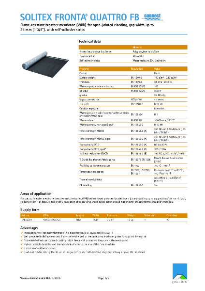 Pro Clima Solitex Fronta Quattro FB Connect Technical Datasheet