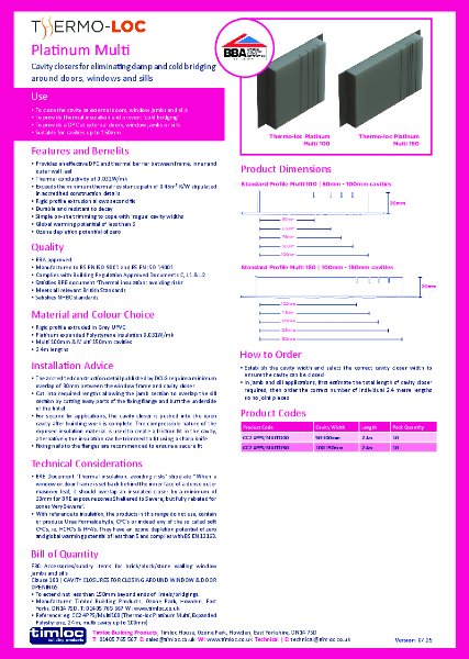 Thermo-loc Platinum Multi Cavity Closer Datasheet