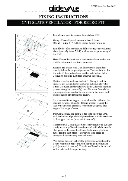 Glidevale Protect - Fixing Instructions - GV11 Slate Ventilator