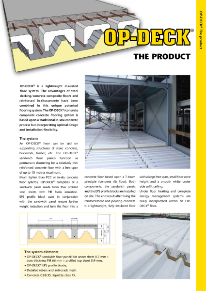 OP-DECK - Insulated and load bearing floors and roofs for car parking roofs, green roofs and large spanning concrete floors