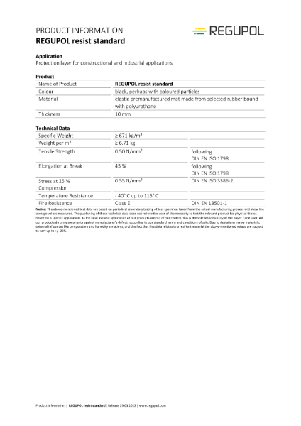 Resist Standard 10 mm Data Sheet