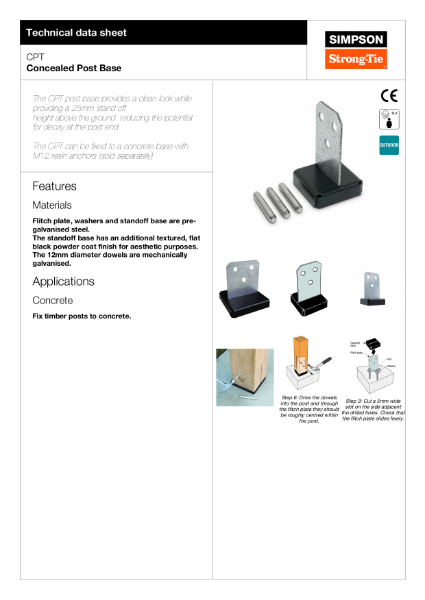 CPT: Concealed Post Base Technical Data Sheet
