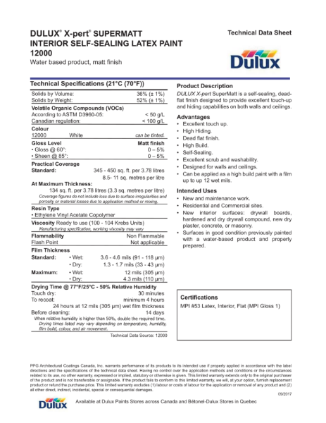Dulux® X-pert® Supermatt Interior Self-Sealing Latex Paint 12000
