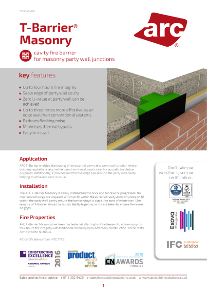 T-Barrier Masonry Data Sheet