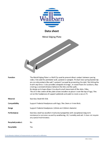 Metal edging Plate datasheet