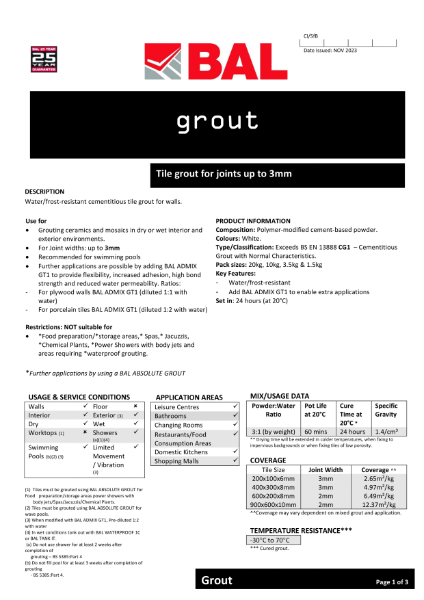 BAL Grout - Technical Datasheet