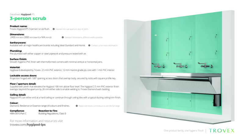 Hygipod 3-person scrub flush – Product Datasheet