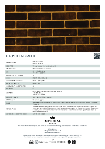 Imperial Bricks Alton Blend Datasheet